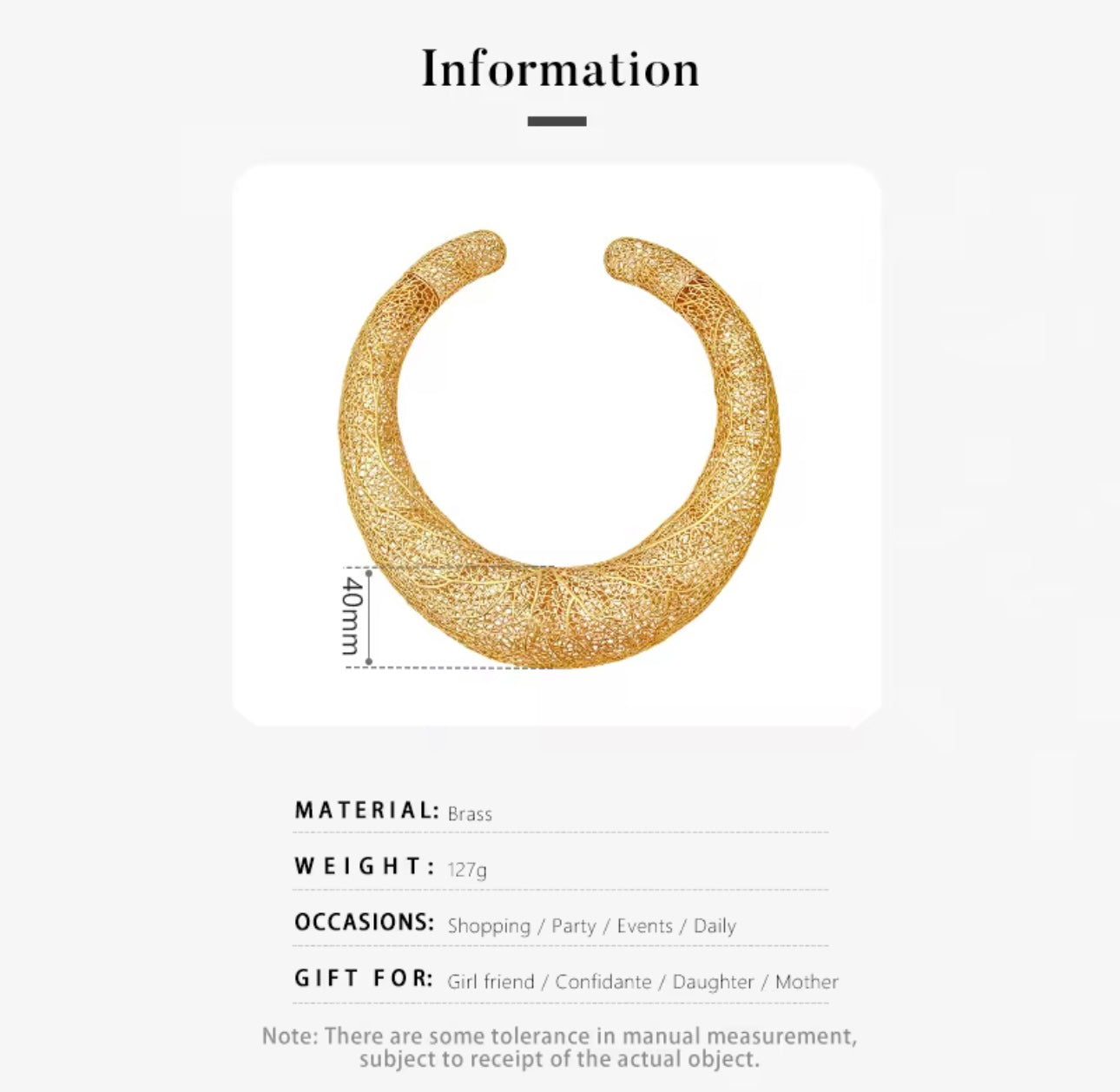 3D Gold Hollow Filigree Choker