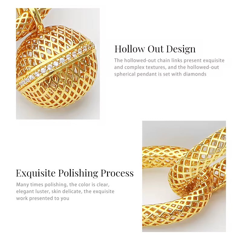 3D Hollow Gold Link Bracelet