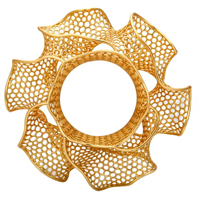 3D Hollow Gold Filigree Floral Bangle